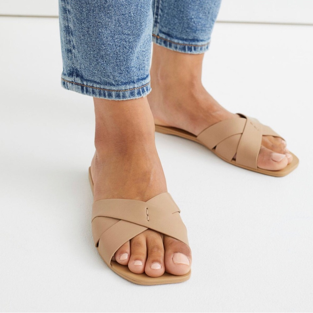H&M Beige Square Toe Slides